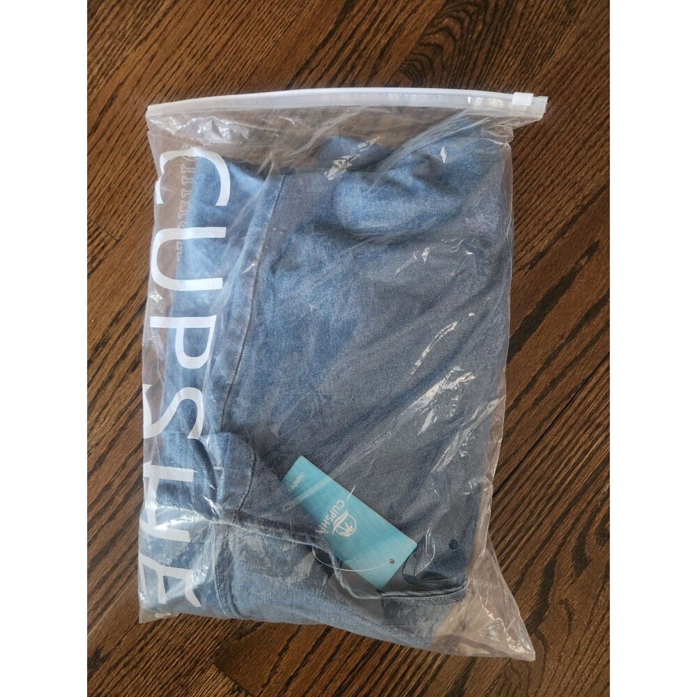NWT CUPSHE Denim Mini Dress Women’s V Neck Smocked Waist Short Sleeve XL - Picture 12 of 12